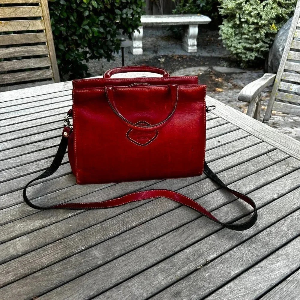 Moda D'Luciano Vintage Red Leather Handbag - Picture 4 of 10